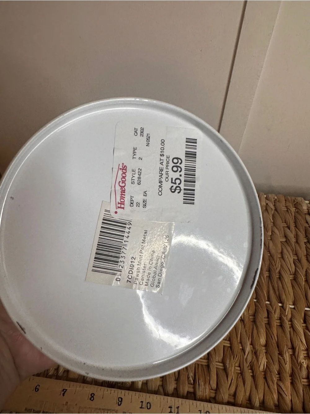 White & Mint Dog Treat Canister